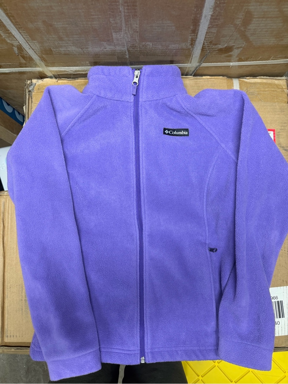 Large Columbia Kids' Purple Full-Zip Fleece Jacket